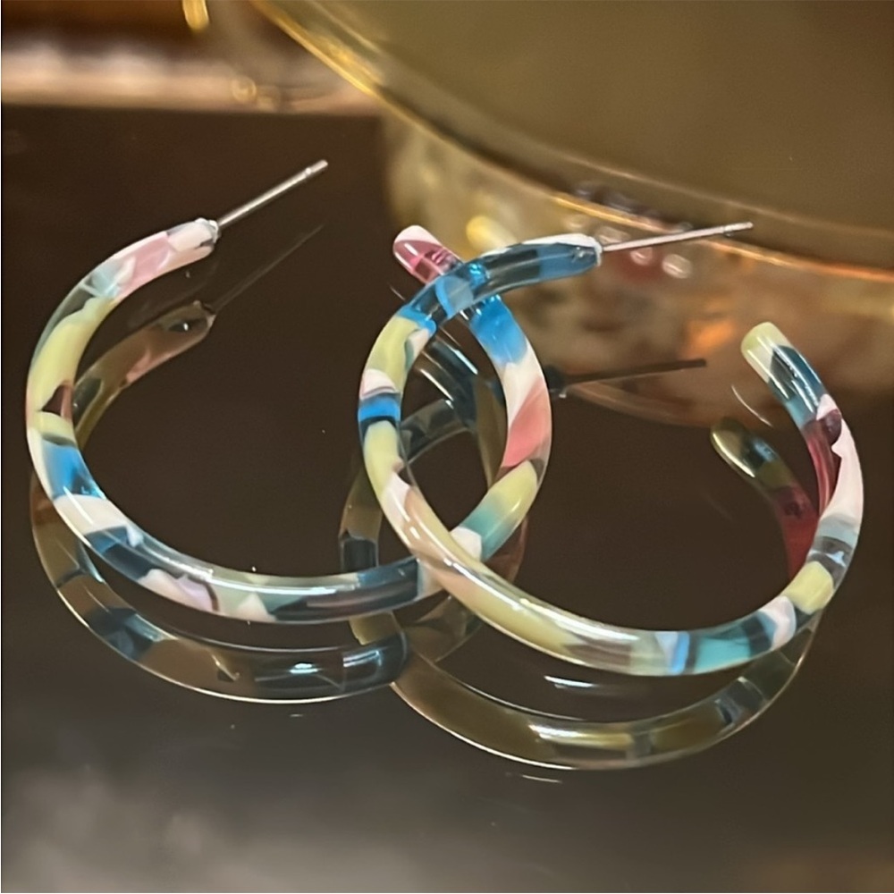 Multicolored Acrylic Hoop Earrings